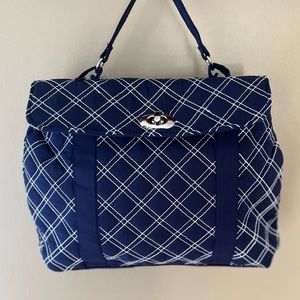 Navy Blue And White Quilted Women's Bag. NEW